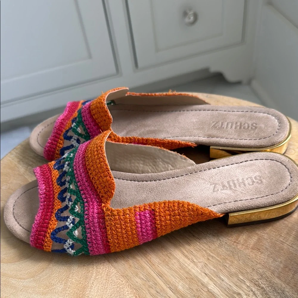 Schutz Women's Multicolor Crochet Slide Sandals - Picture 2 of 6